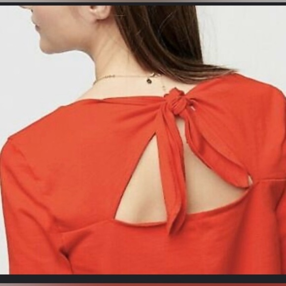 J.Crew Orange Women's Top with Back Tie Detail - Picture 5 of 14